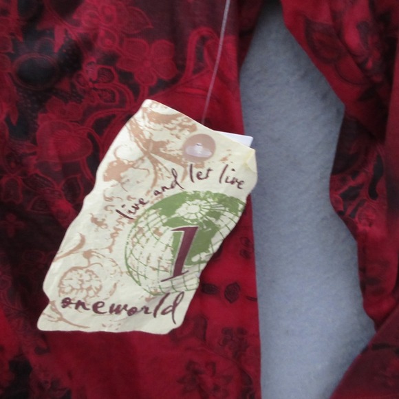 One World Top Plus 1X Floral Whimsigoth Y2K Goth Studded Lace Bell Sleeve NWT - Picture 6 of 14